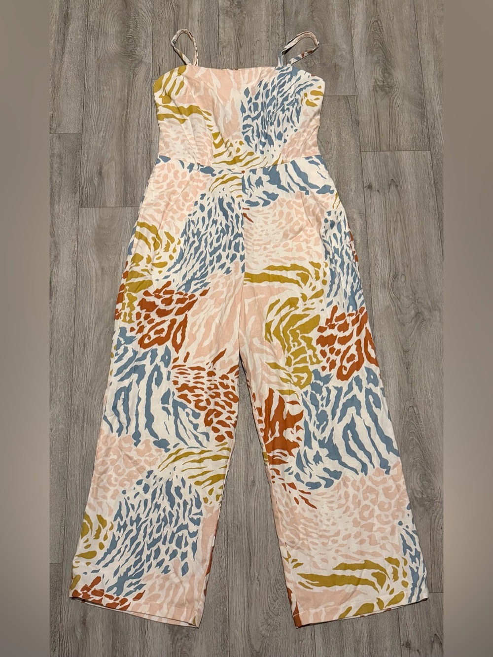 ASOS Design Size 4 Wide Leg Jumpsuit Multicolor Abstract Pattern